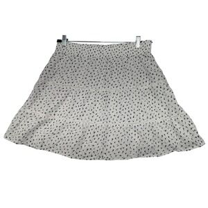 LOFT‎ Tiered Mini Skirt White Black Floral Eyelet Lace Size L